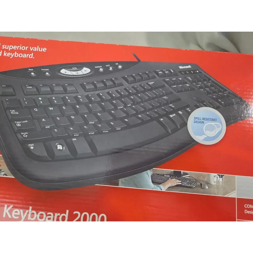 SEALED Microsoft Comfort Curve 2000 Keyboard Wired USB Ergonomic Compact Design